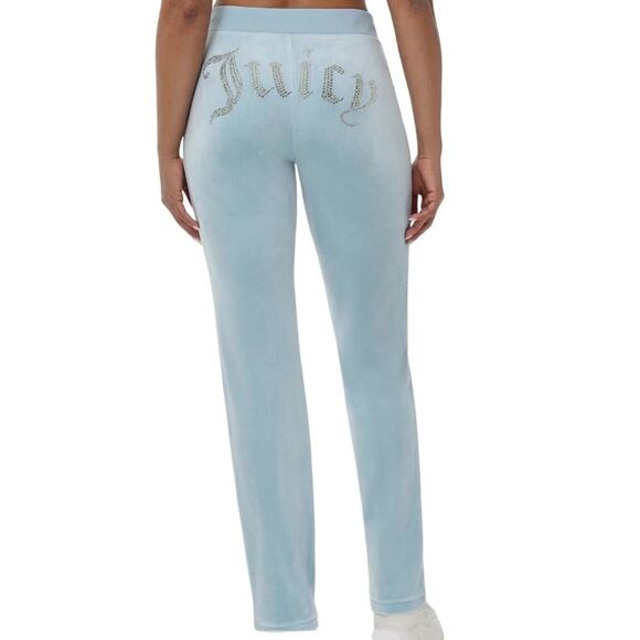 Juicy Couture Y2K OG Bling Logo Velour Track Pants Pastel Turquoise Size XL - Picture 1 of 14